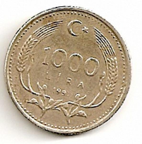 Turkija. 1000 lyrų ( 1992 ) XF