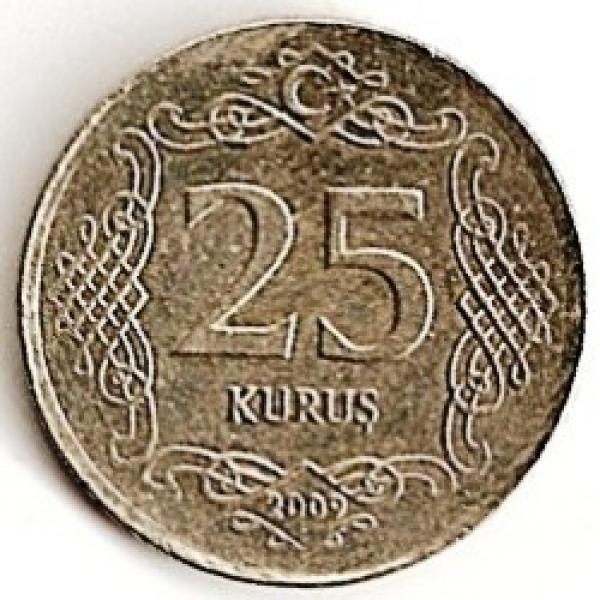 Turkija. 25 kurušai (2010 ) XF