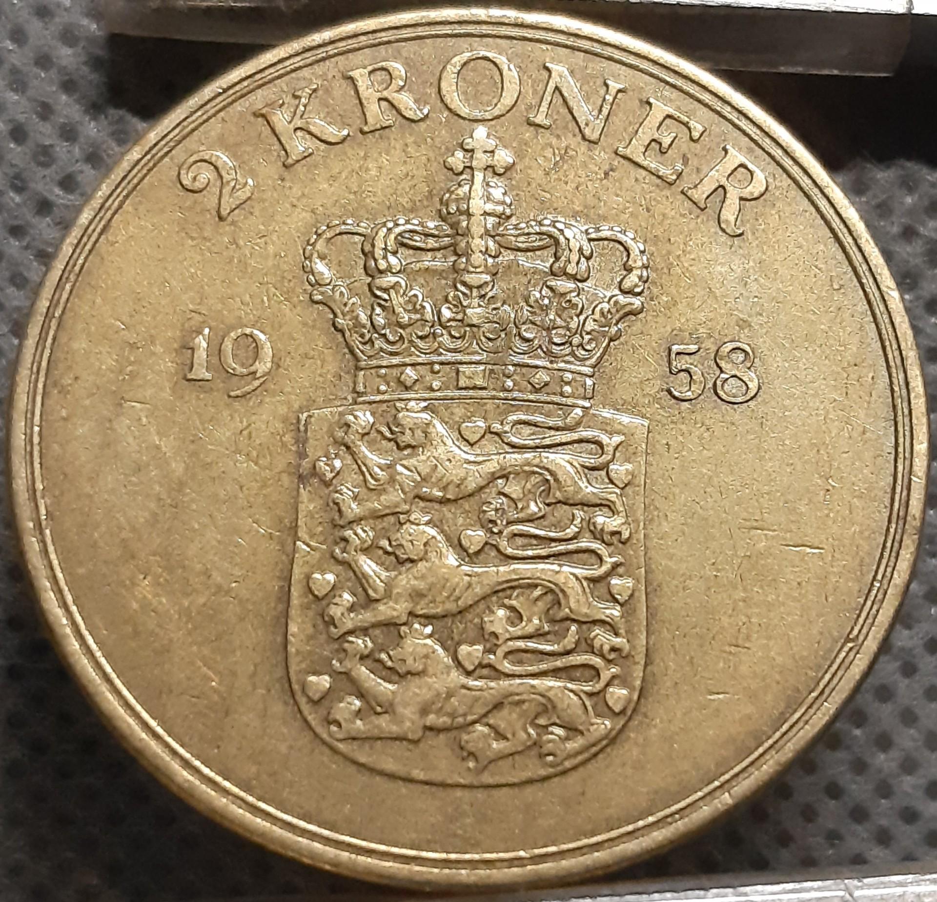 Danija 2 Kronos 1958 KM#838 (3343)