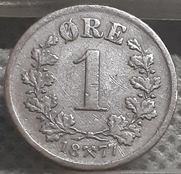 Norvegija 1 Erė 1877 KM#352 Bronza (3420)