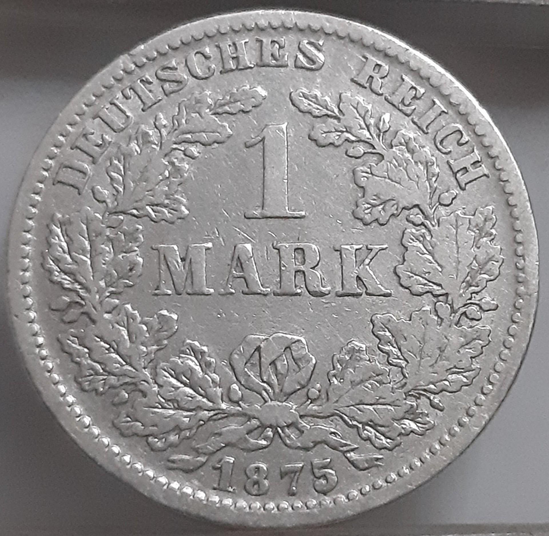 Vokietija 1 Markė 1875 F KM#7 Sidabras (3424)