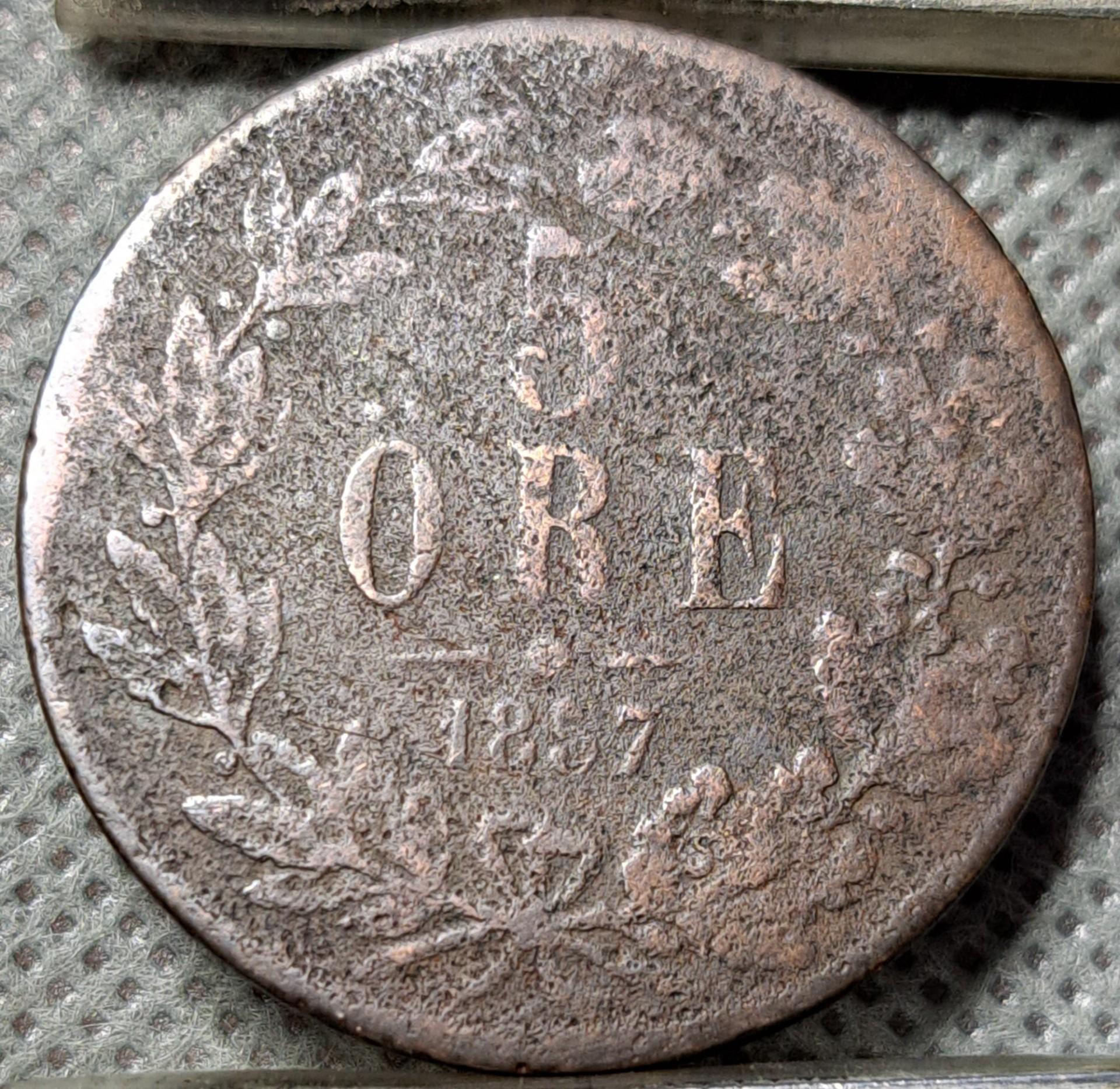 Švedija 5 Erės 1857 KM#690 (3447)