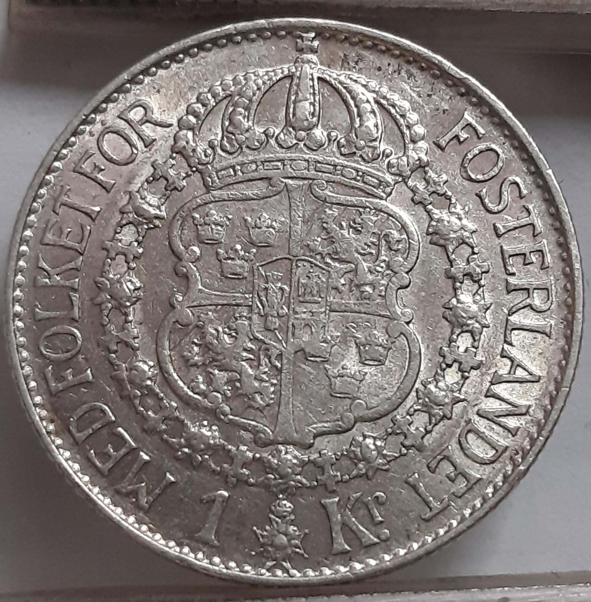 Švedija 1 Krona 1939 KM#786 Sidabras (3320)