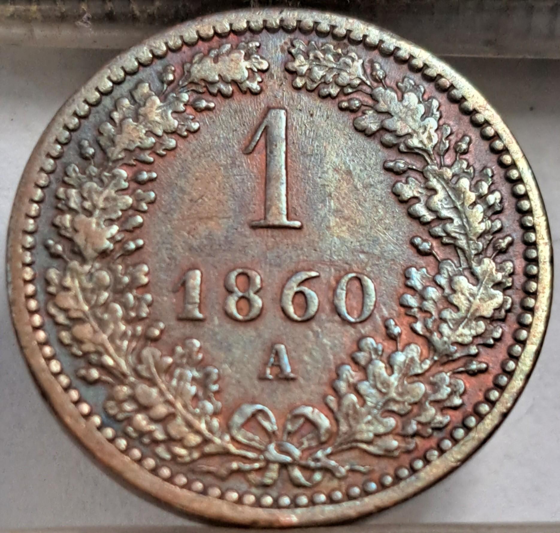 Austrija 1 Kreiceris 1860 A KM#2186 Varis (3452)