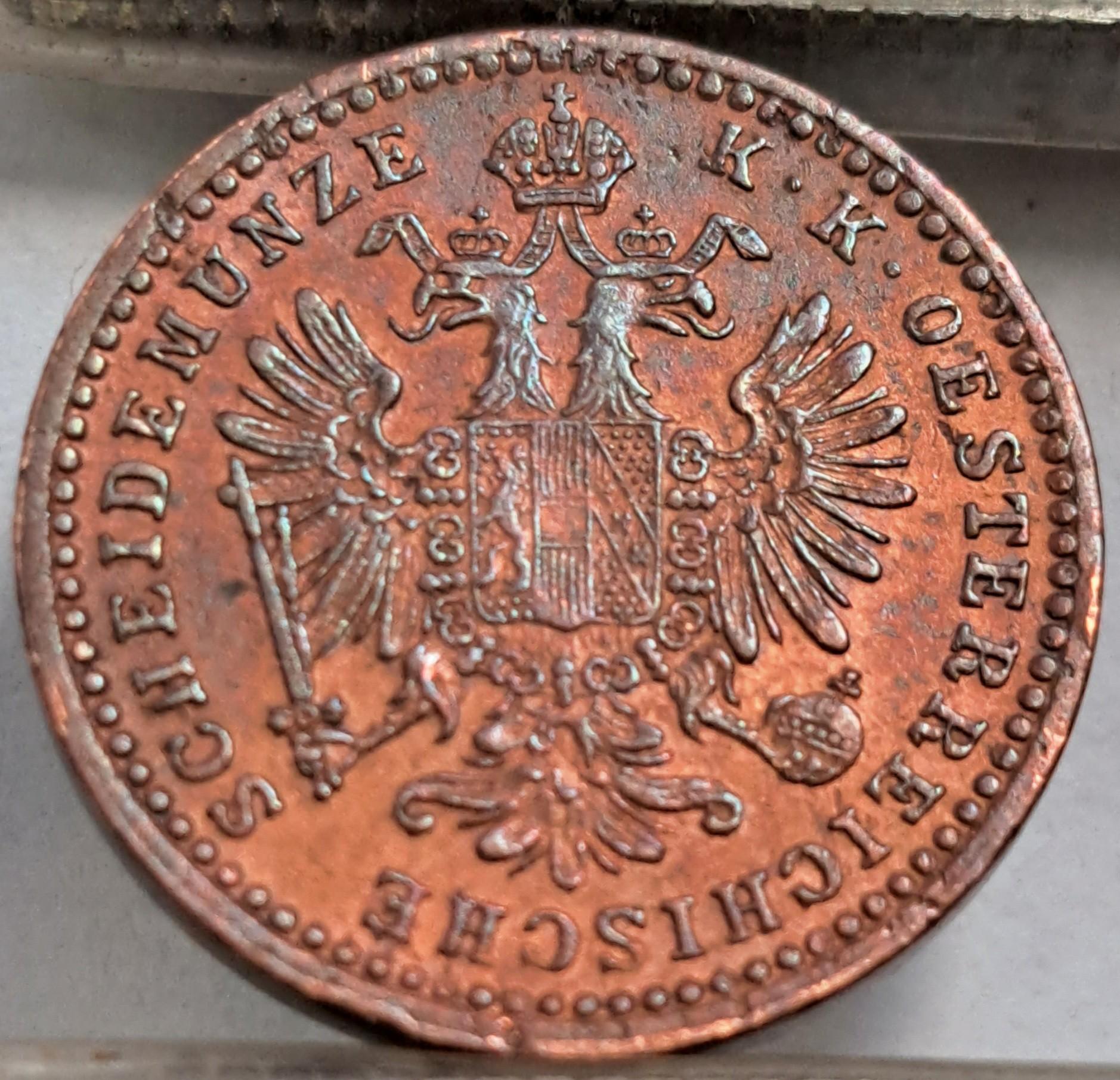 Austrija 1 Kreiceris 1860 A KM#2186 Varis (3452)