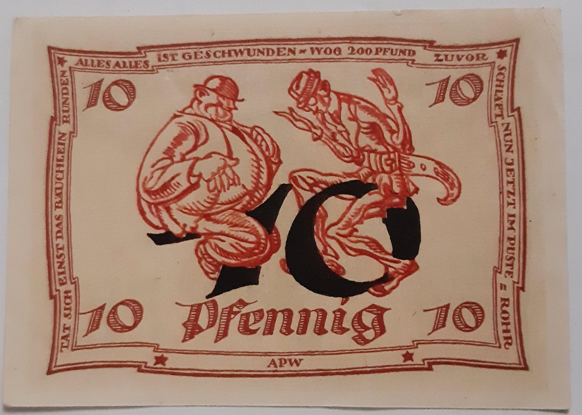 Vokietija 10 Pfenigų 1921 N#210280 84x59mm (3479)