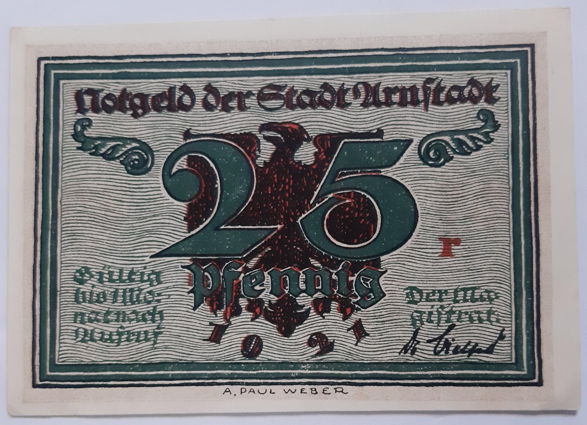 Vokietija 25 Pfenigai 1921 N#210297 102x73mm (3480)