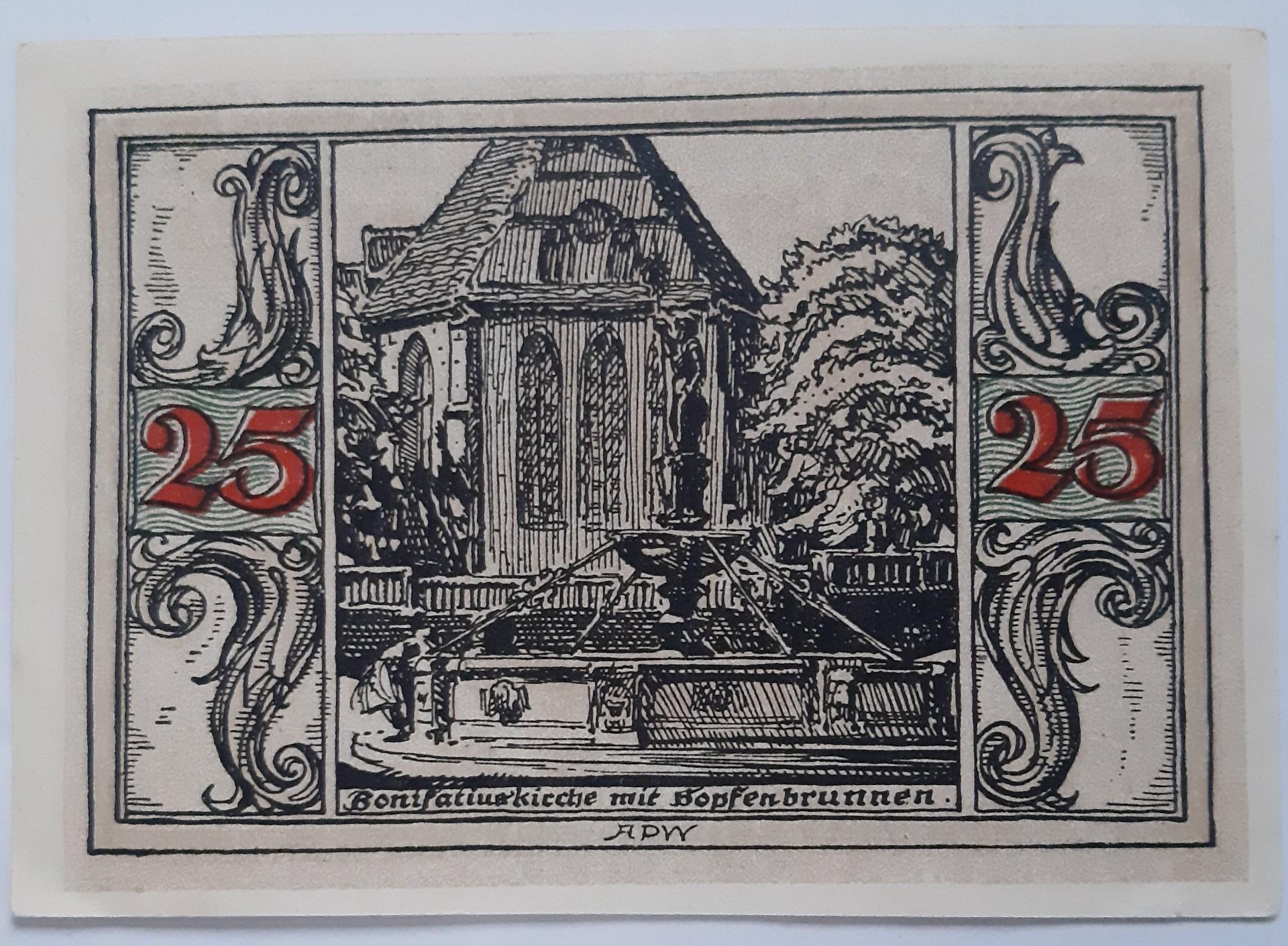 Vokietija 25 Pfenigai 1921 N#210297 102x73mm (3480)