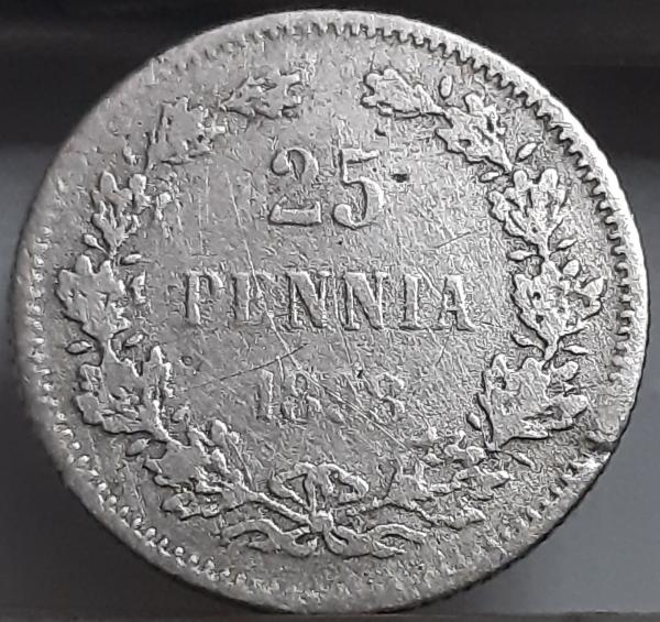 Suomija 25 Pensai 1898 KM#6.2 Sidabras (3499)