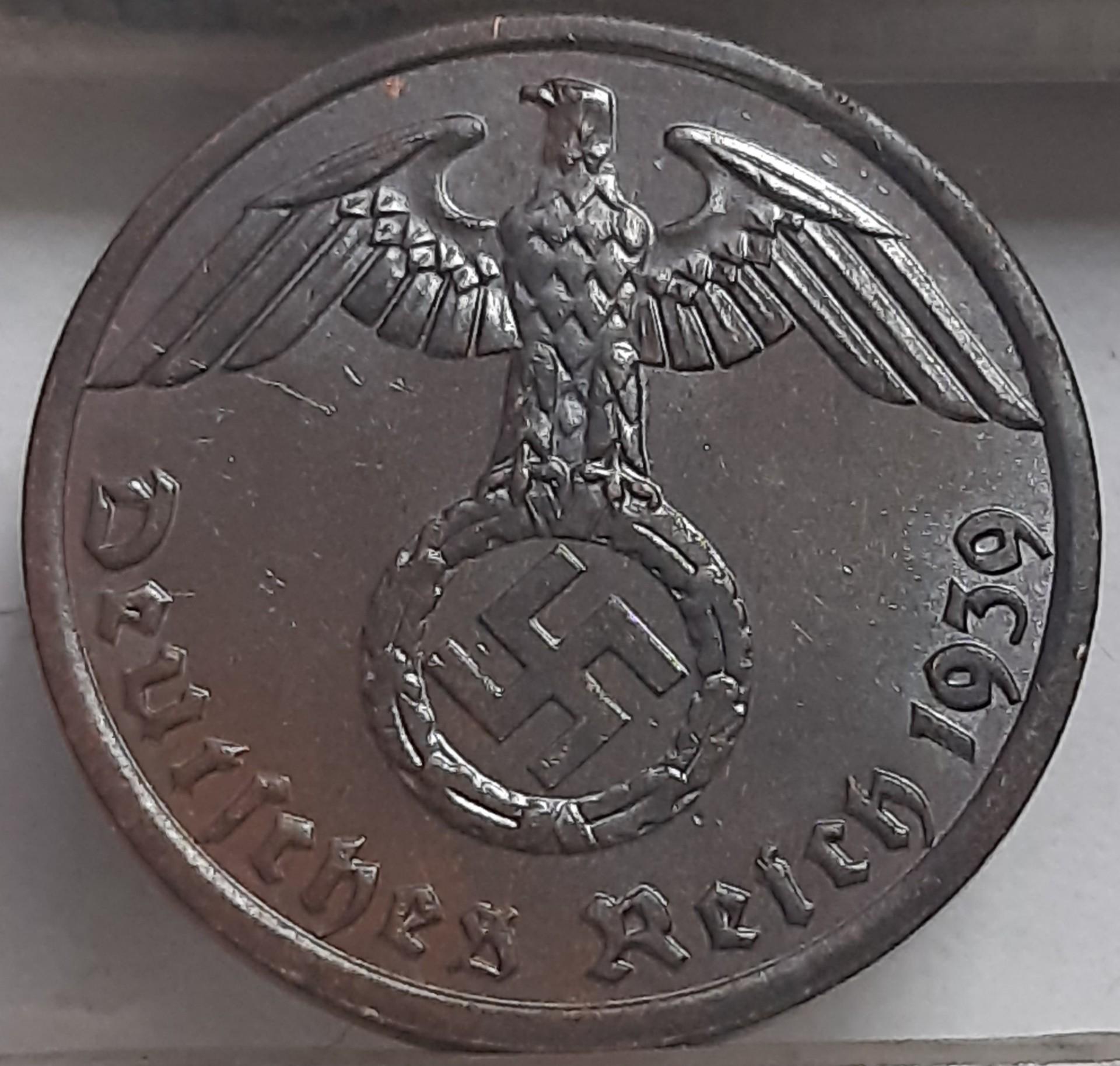 Trečiasis Reichas 1 Reichspfenigas 1939 A KM#89 (3512)