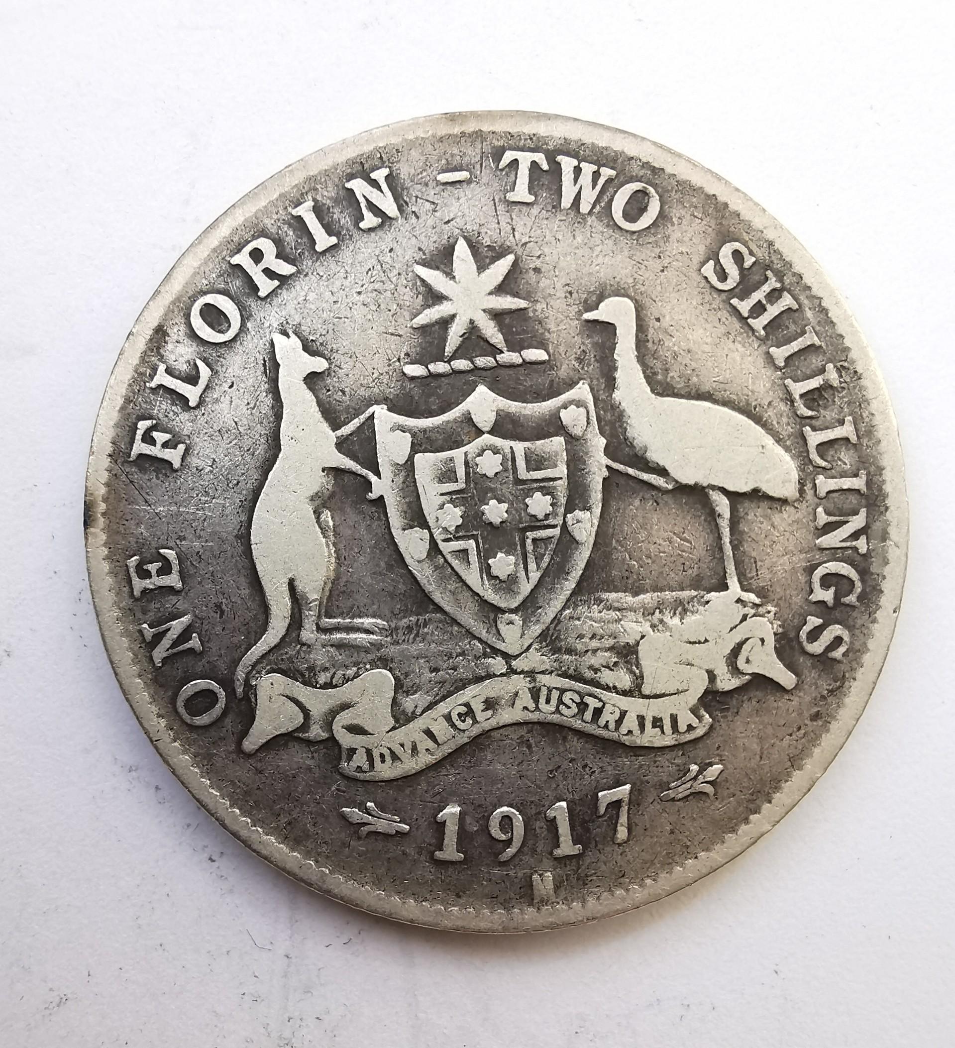 Australija florinas 1917 retokas