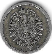 5 reicho pfenigai Vokietija, 1875 (E)