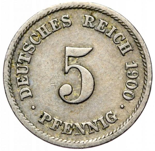 5 reichspfenigai Vokietija, 1900