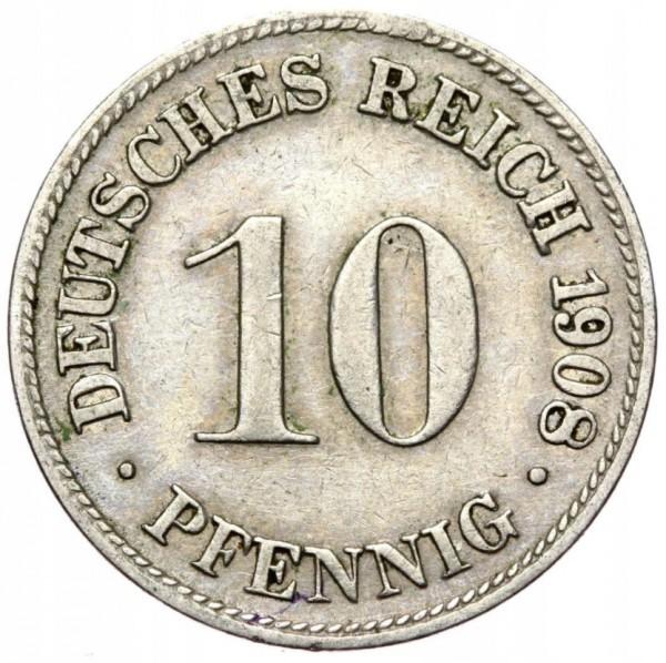 10 reicho pfenigų, 1908 (D)