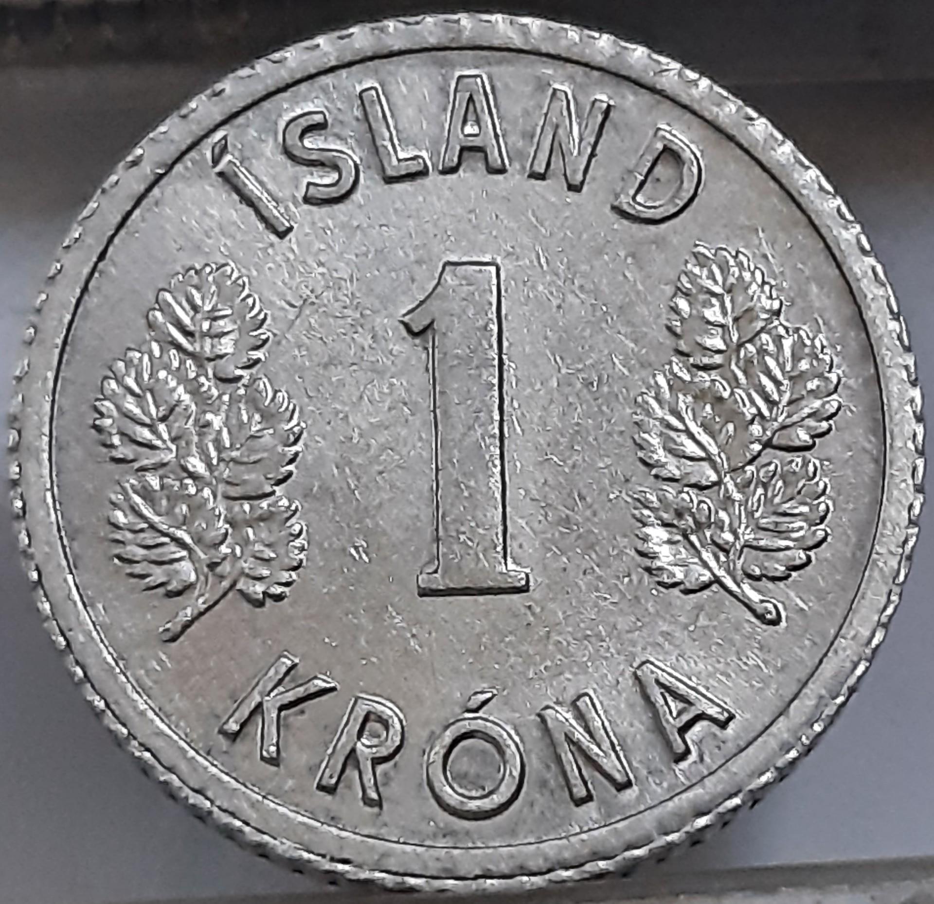 Islandija 1 krona 1980 KM#23 Aliuminis (3577)