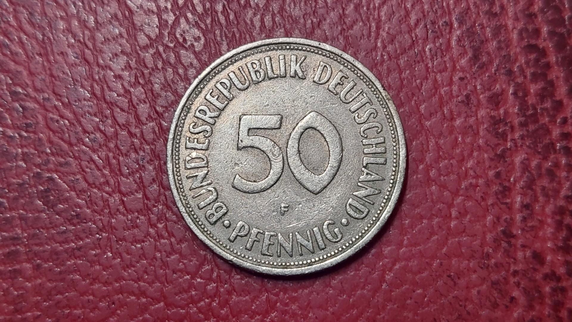 Vokietija 50 pfenigų, 1950F KM# 109