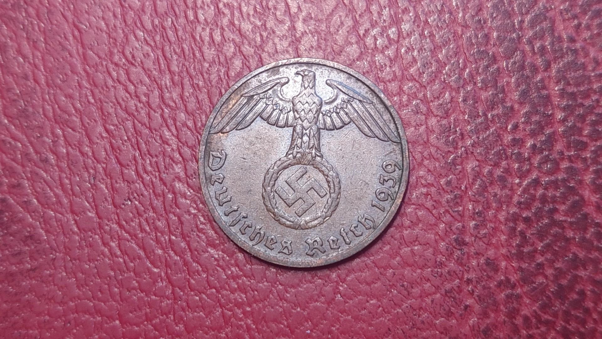 Trečiasis Reichas 1 reichspfenigas, 1939F KM# 89