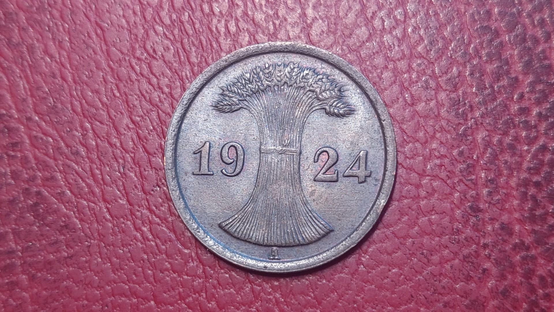 Vokietija 2 reichspfenigai, 1924A KM# 38