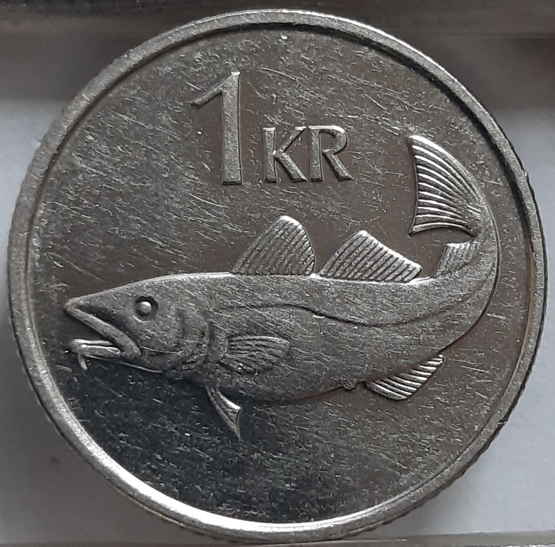 Islandija 1 Krona 1991 KM#27a (3589)