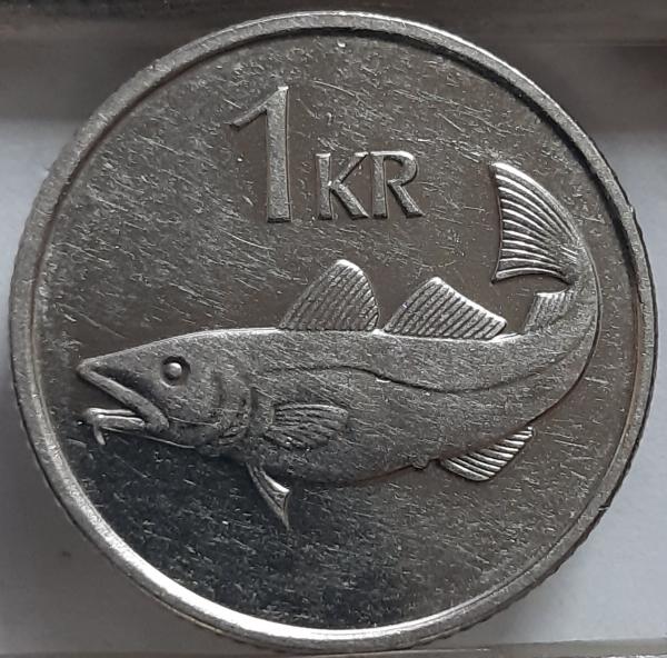 Islandija 1 Krona 1991 KM#27a (3589)