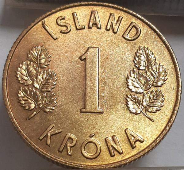 Islandija 1 Krona 1974 KM#12a (3594)