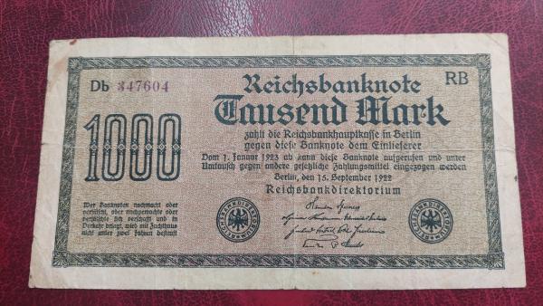 1,000 Mark 1922.09.15 Vokietija :P-76d.2.RB