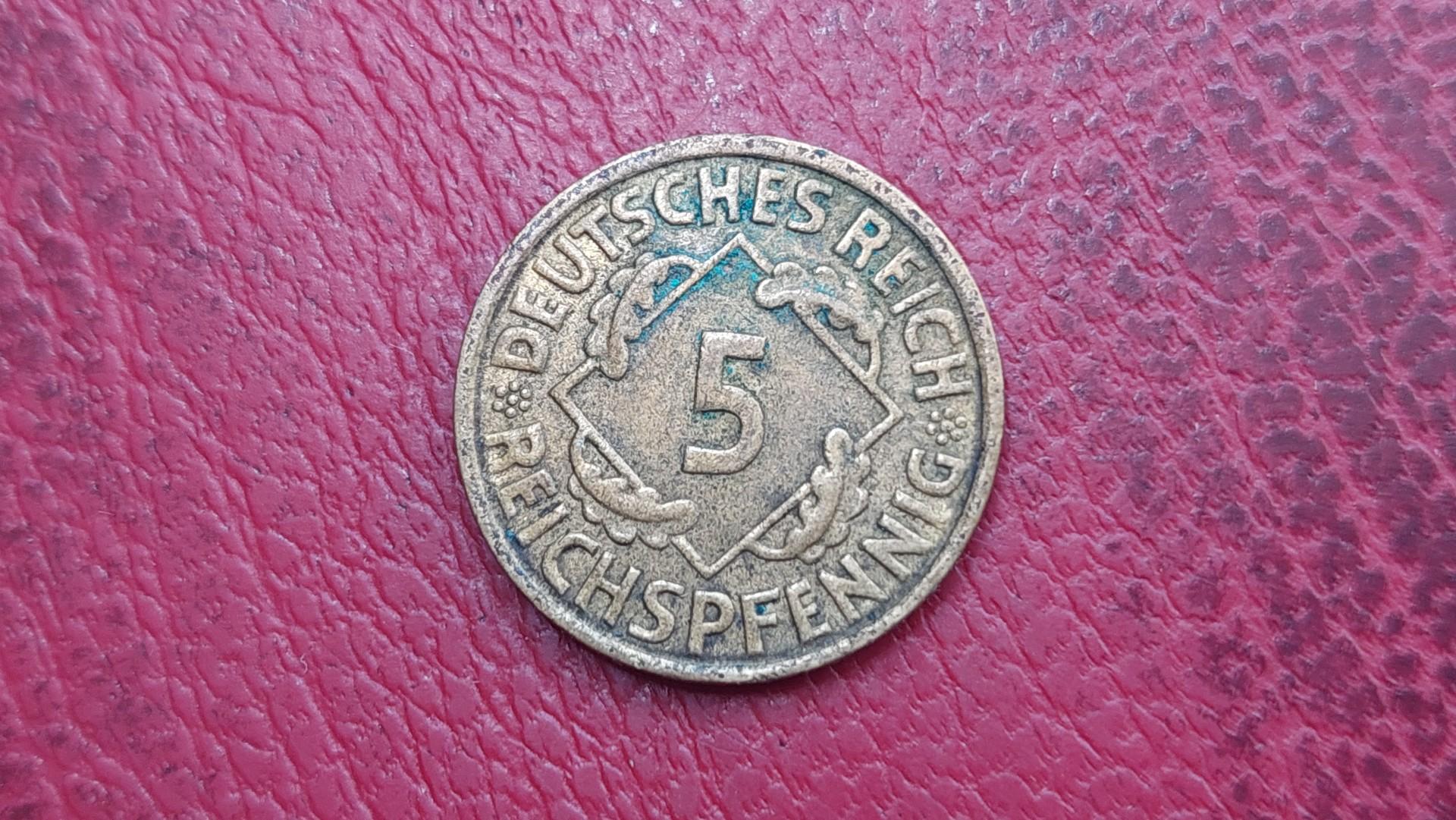 Vokietija 5 reichspfenigai, 1936J KM# 39