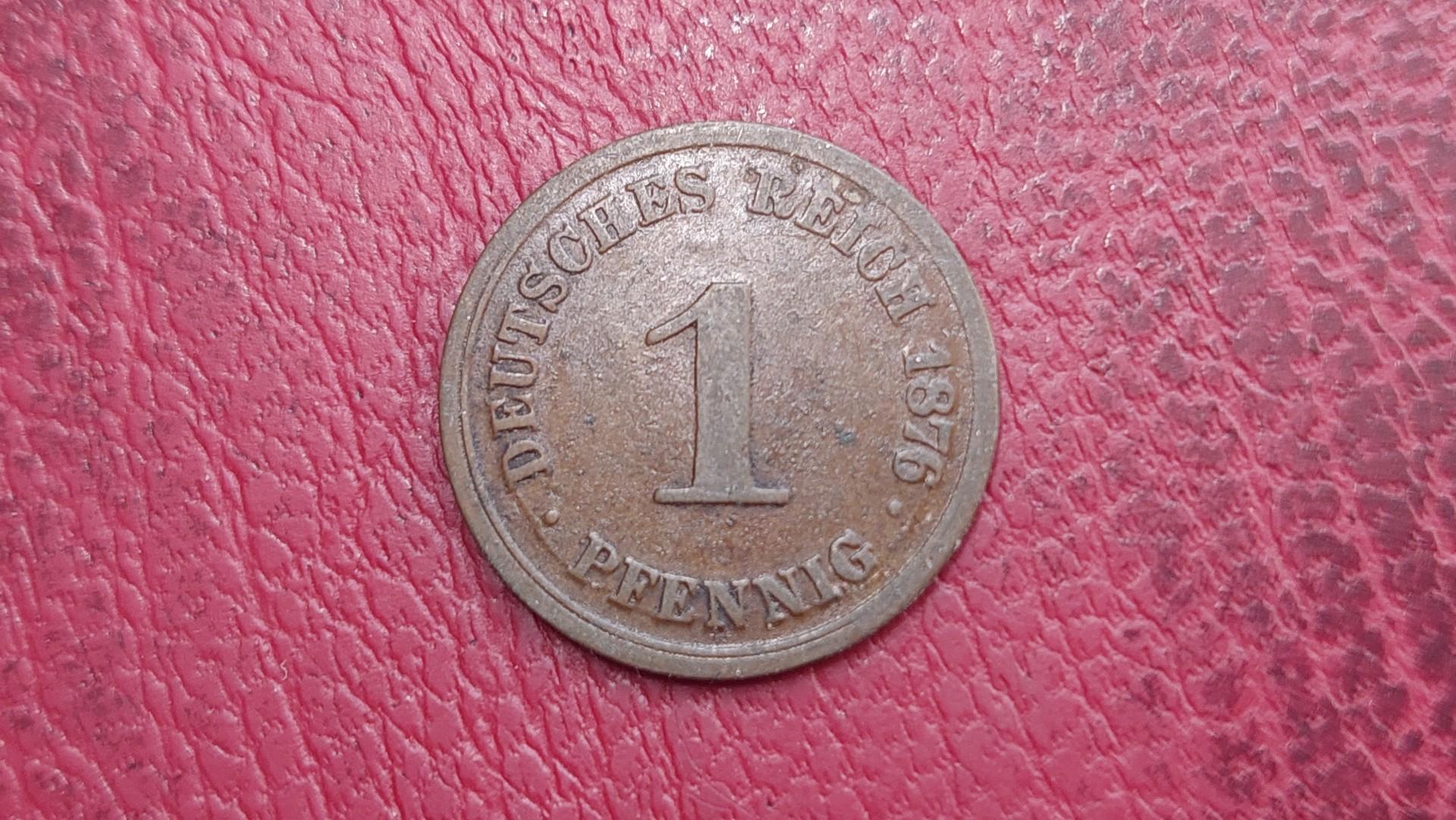 Vokietija 1 pfenigas, 1876D KM# 1