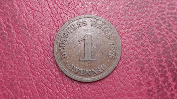 Vokietija 1 pfenigas, 1876D KM# 1
