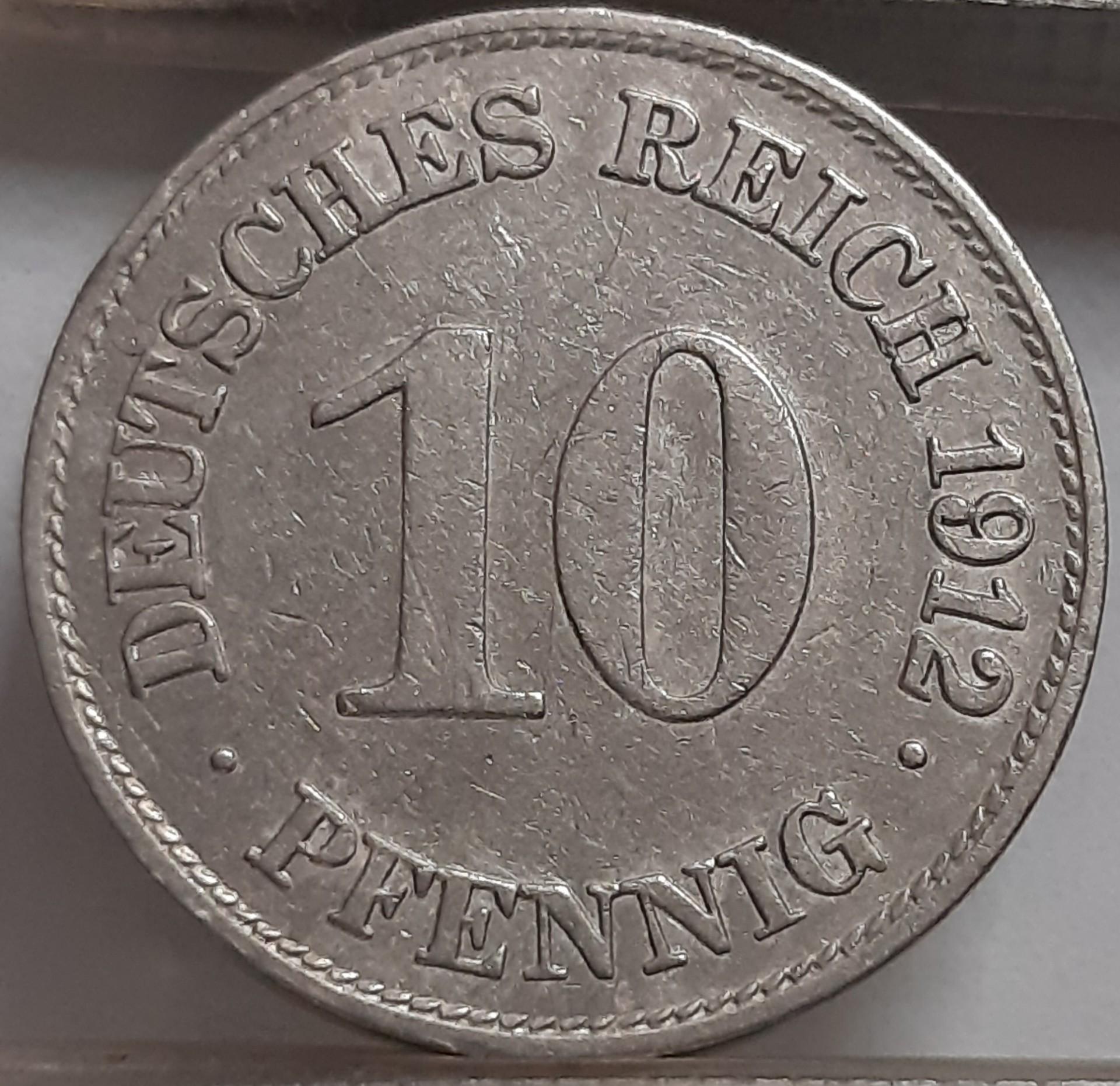 Vokietija 10 Pfenigų 1912 E KM#12 (3609)