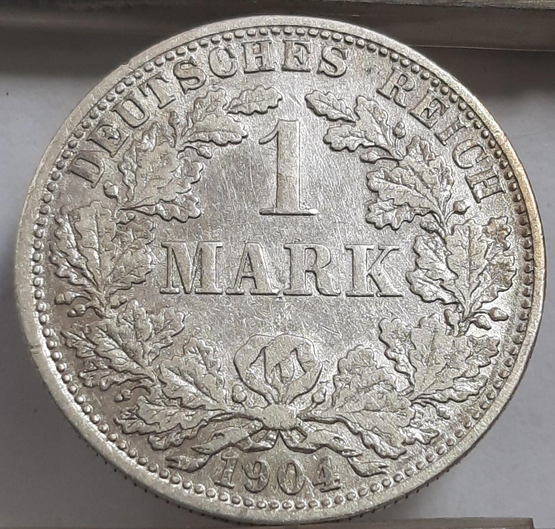 Vokietija 1 Markė 1904 F KM#14 Sidabras (3615)