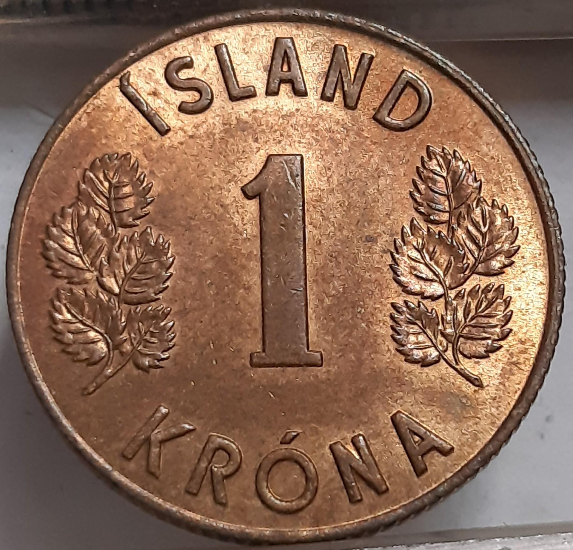 Islandija 1 Krona 1970 KM#12a (3624)