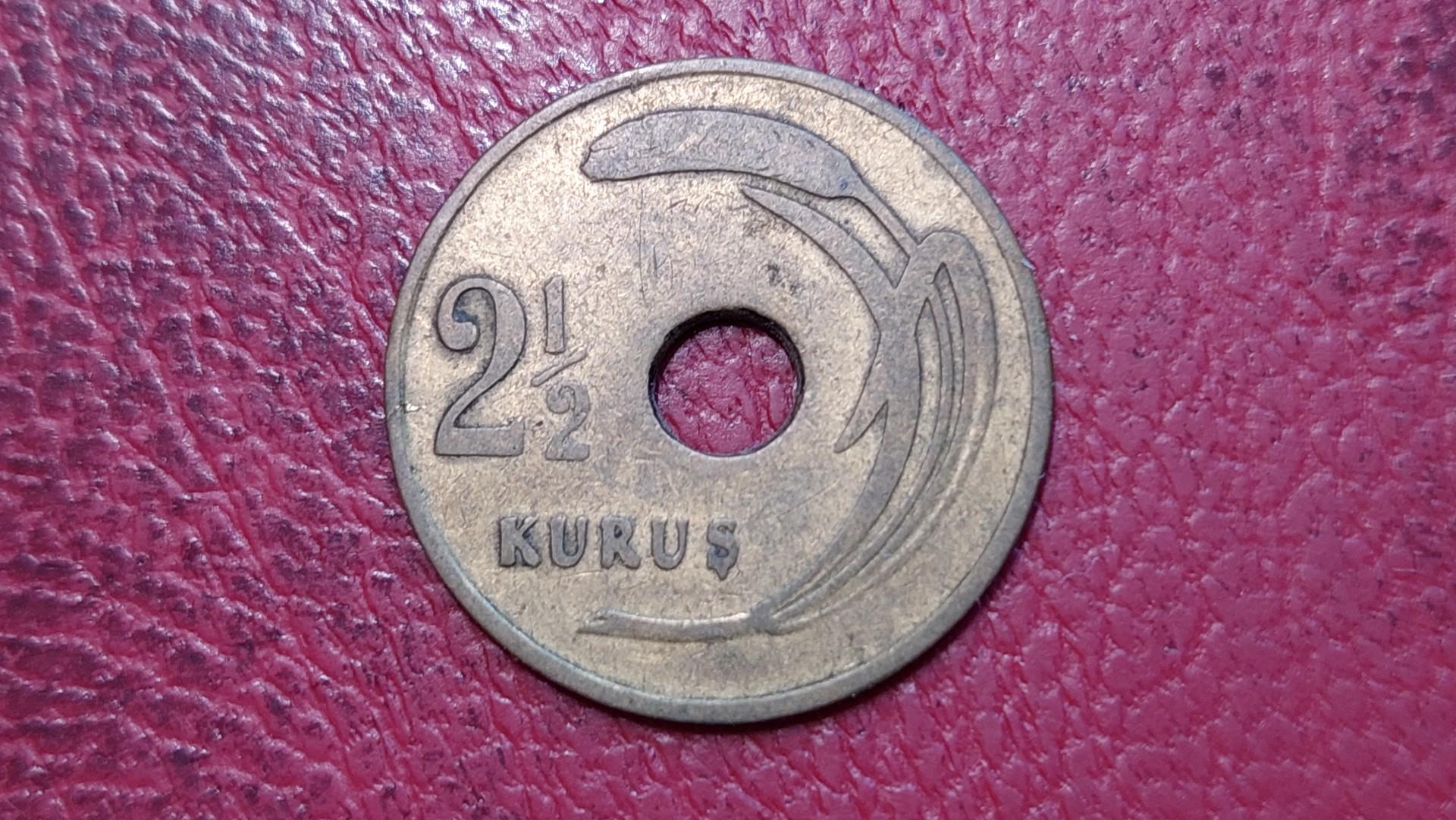 Turkija 2½ kurušo, 1949 KM# 885