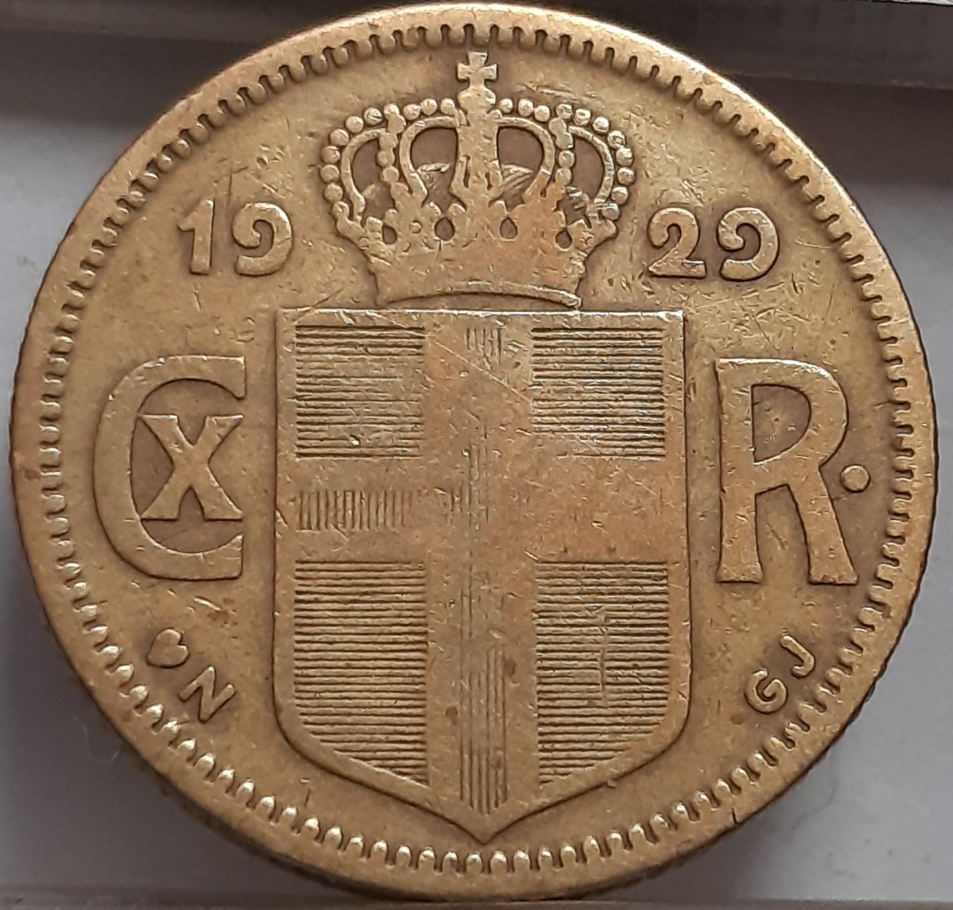 Islandija 1 Krona 1929 KM#3 (3632)