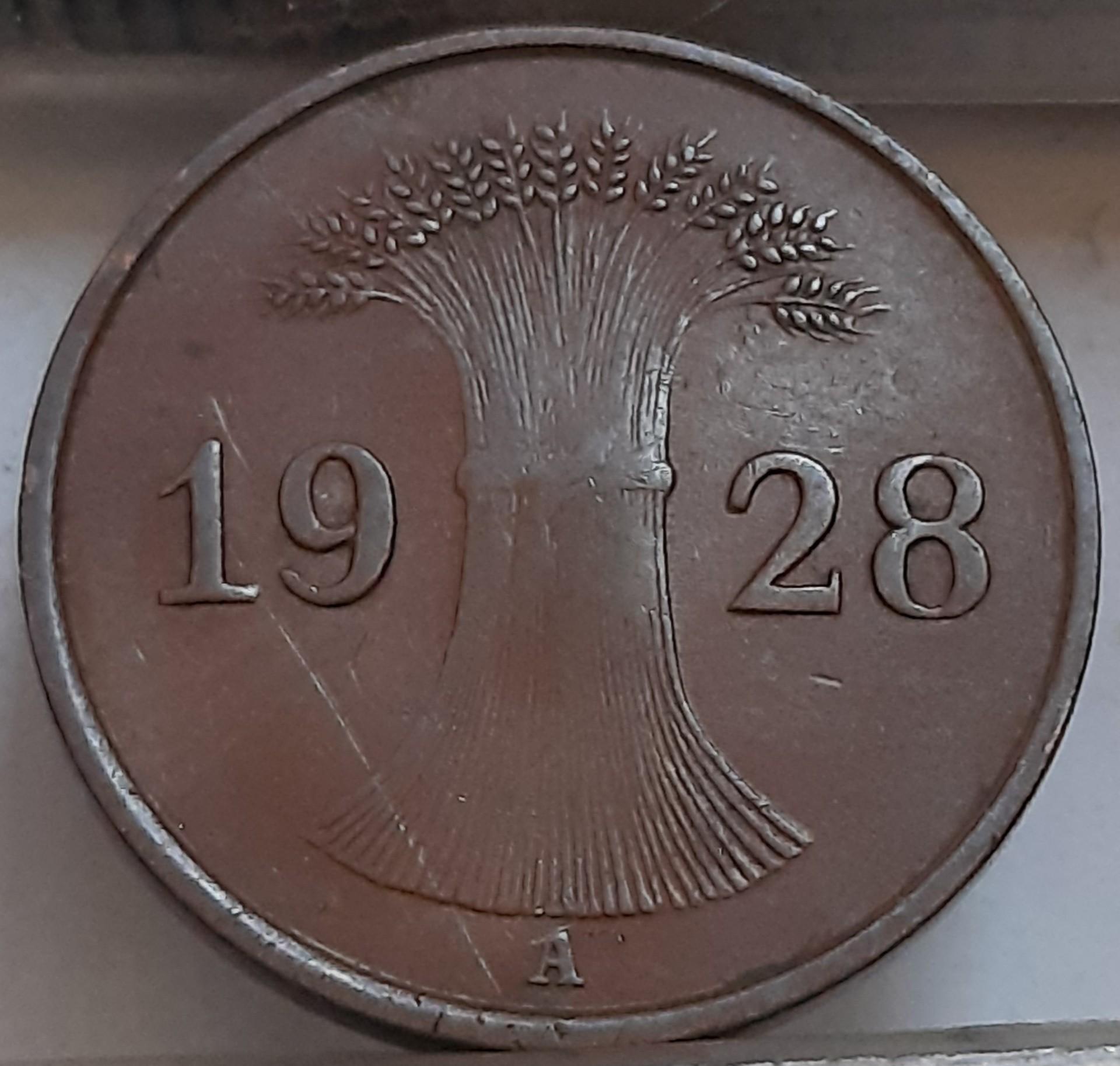 Vokietija 1 Reichspfenigas 1928 A KM#37 (3635)