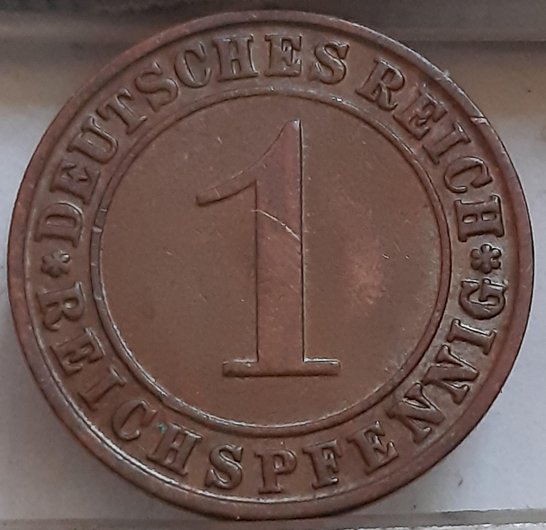 Vokietija 1 Reichspfenigas 1928 D KM#37 (3636)