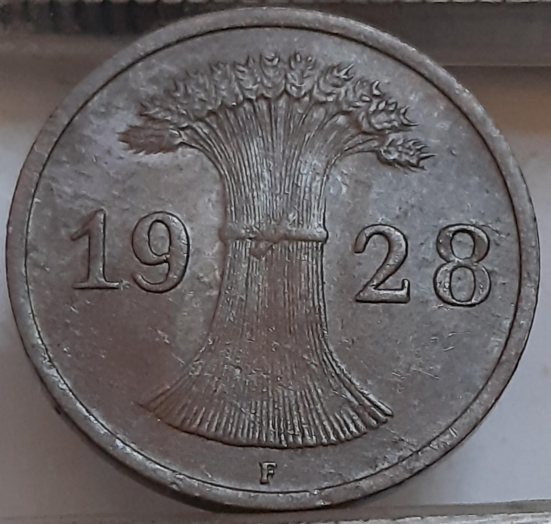 Vokietija 1 Reichspfenigas 1928 F KM#37 (3638)