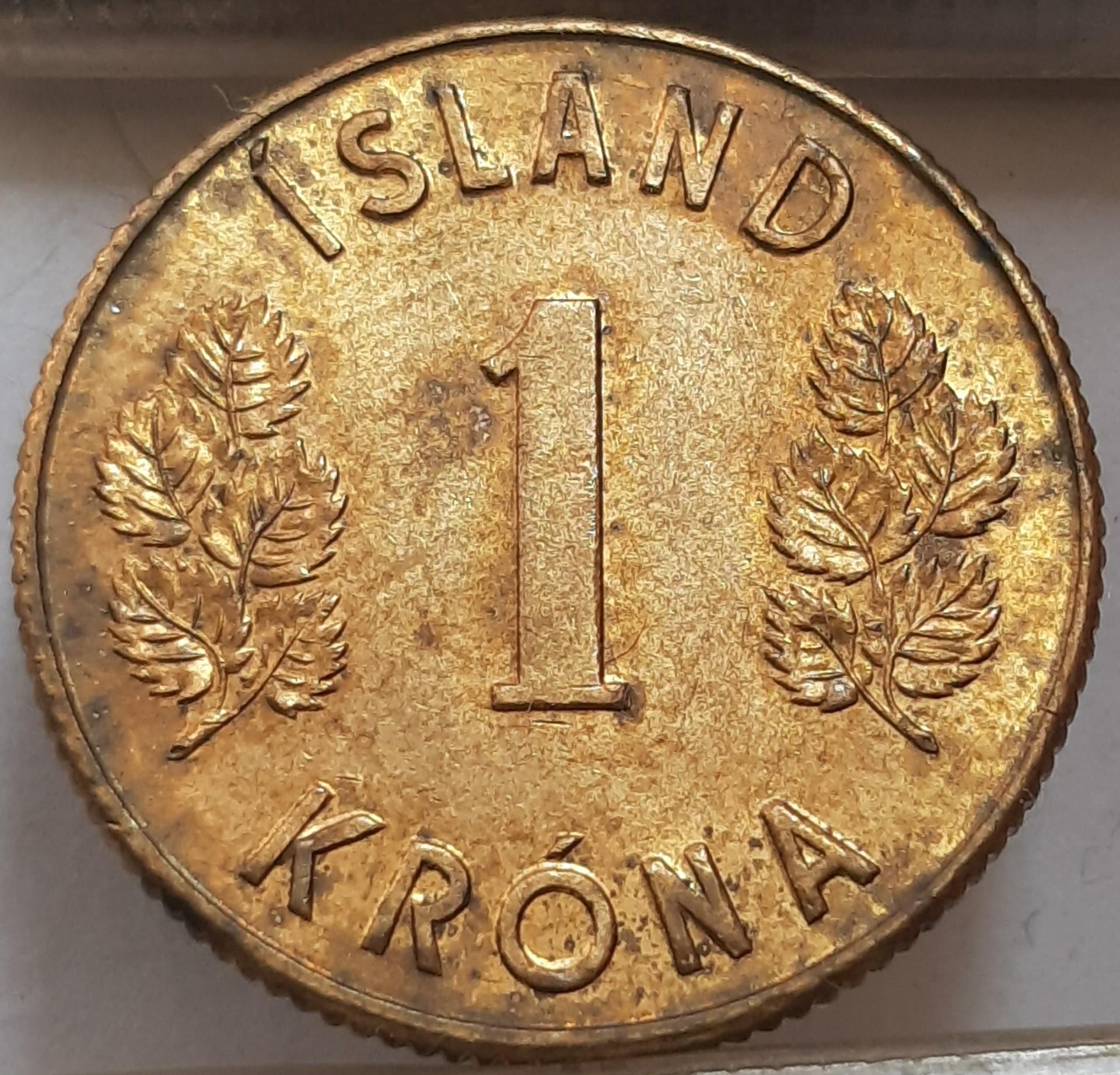 Islandija 1 Krona 1973 KM#12a (3643)