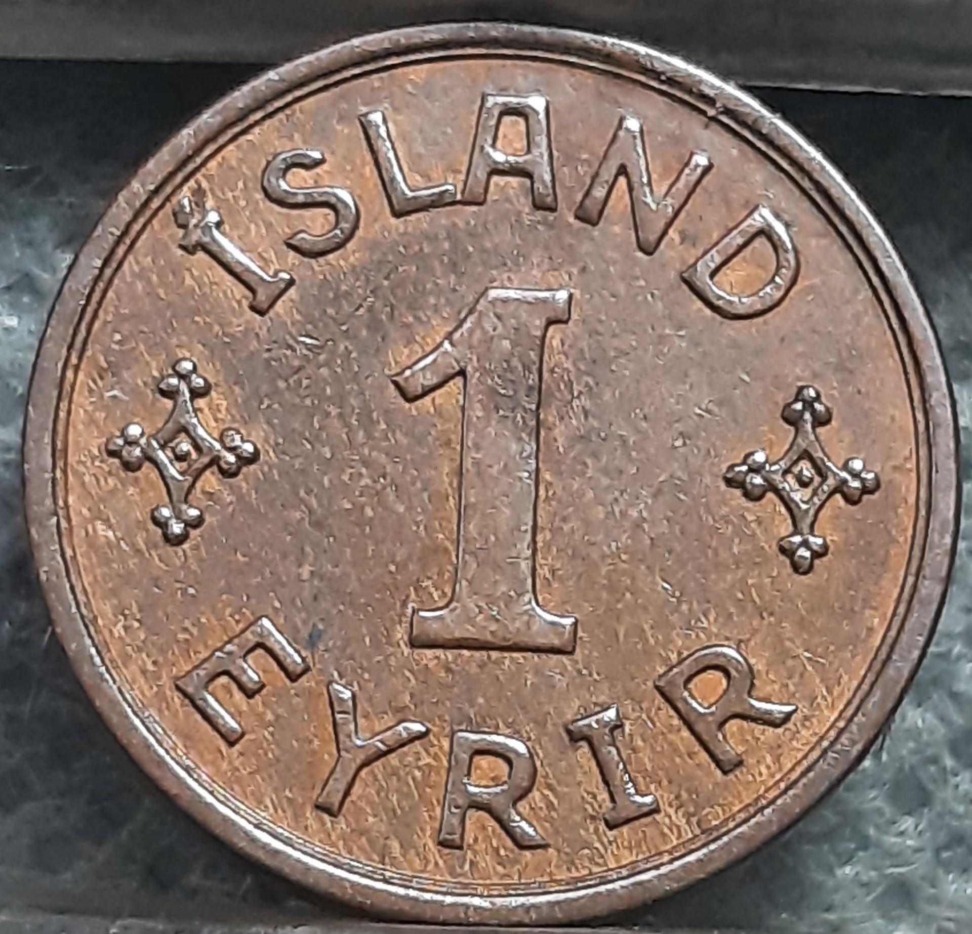 Islandija 1 Eirė 1938 KM#5 Bronza (3687)