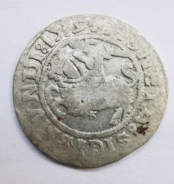 Žygimanto Senojo 1519 pusgrašis 5 taskai reverse 