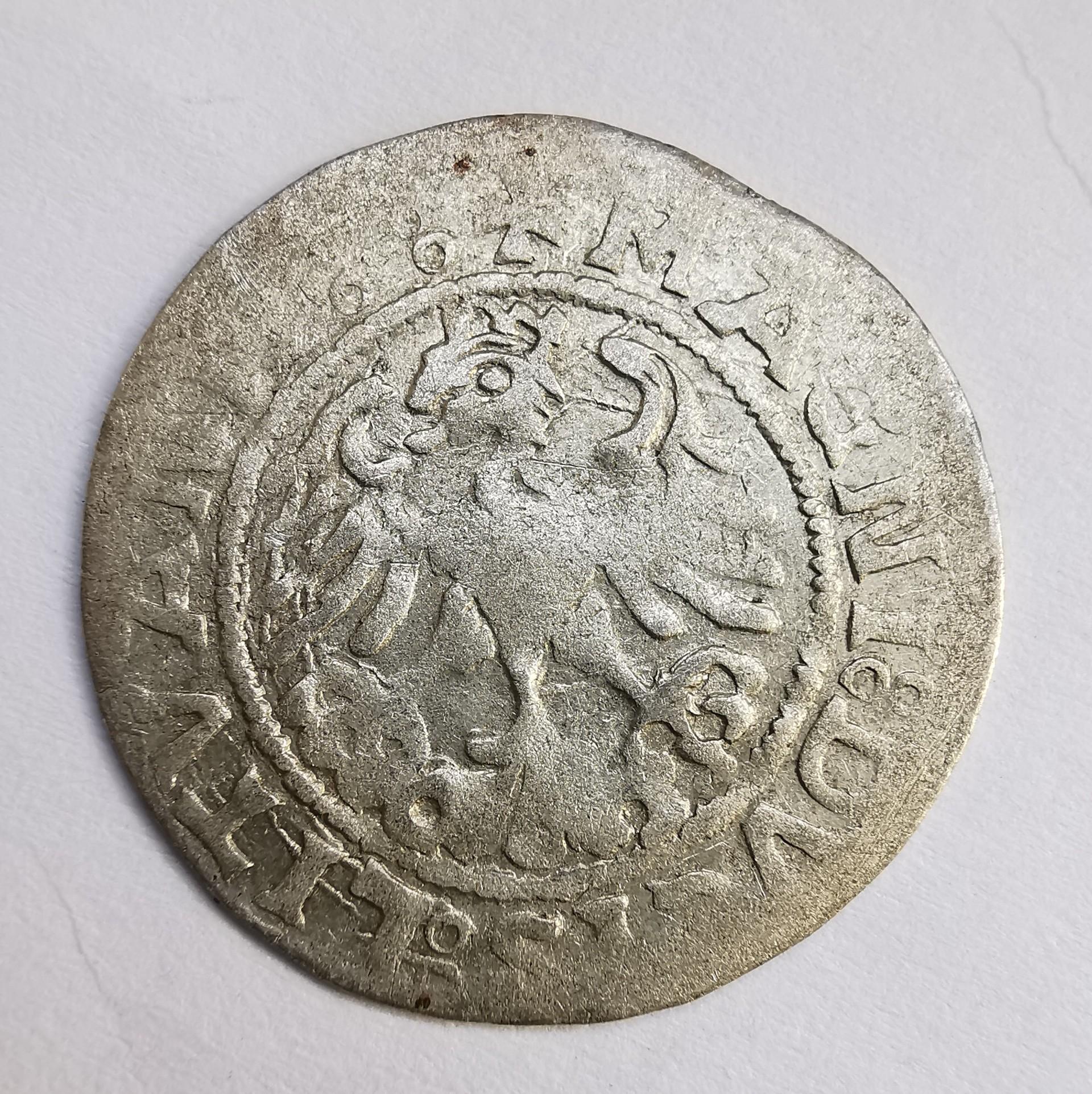 Žygimanto Senojo 1519 pusgrašis 5 taskai reverse 