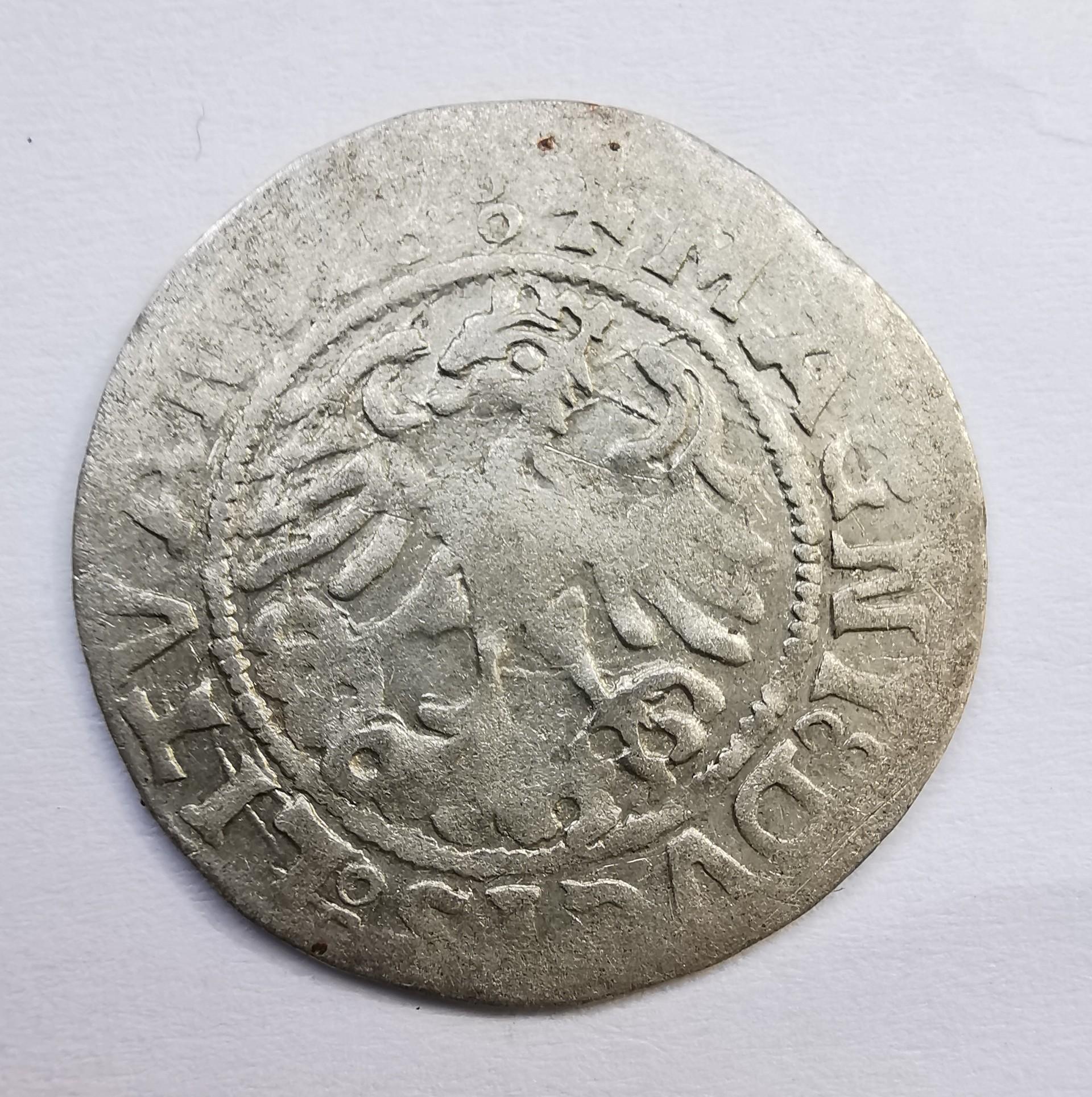 Žygimanto Senojo 1519 pusgrašis 5 taskai reverse 