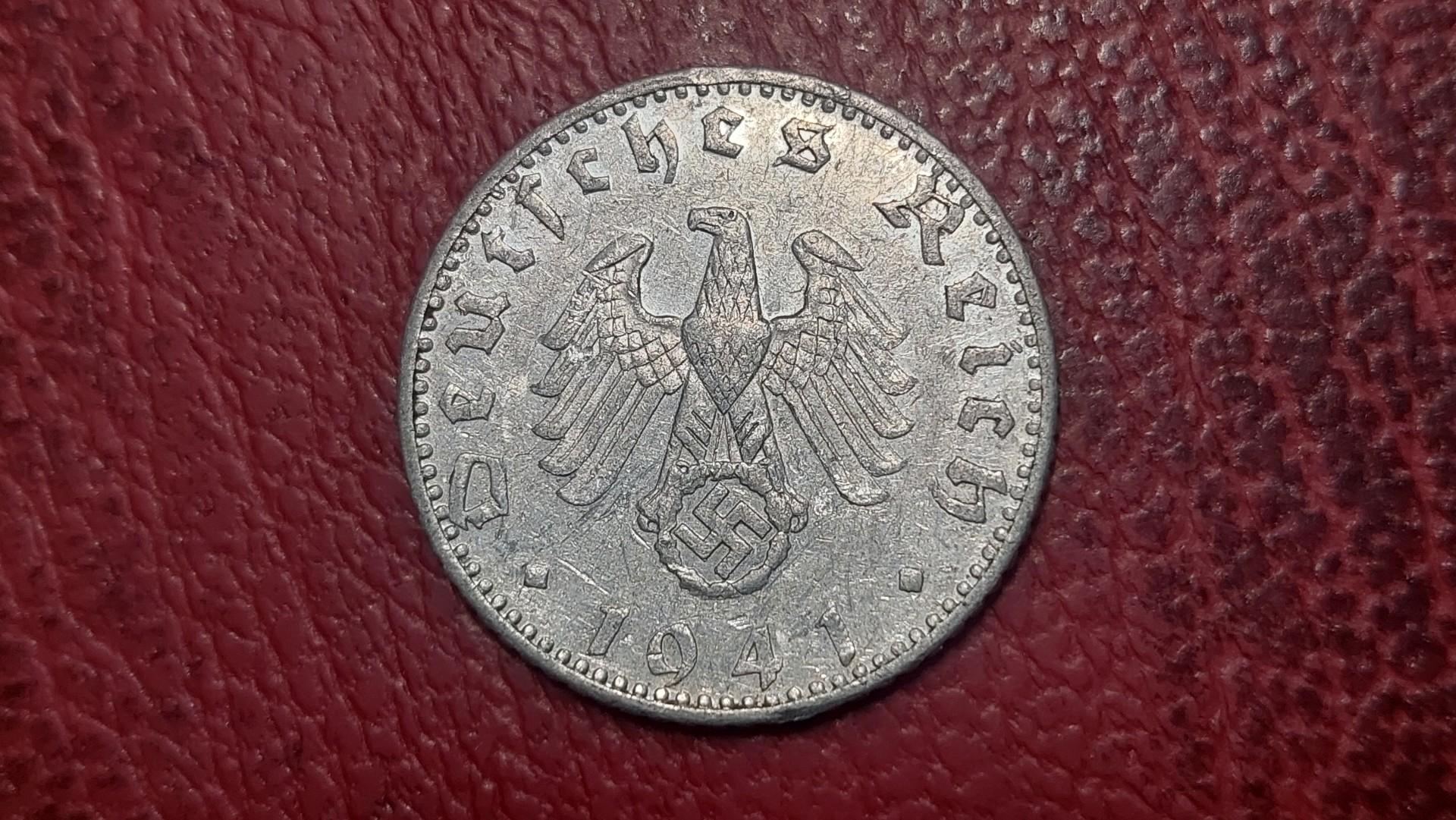 Trečiasis Reichas 50 reichspfenigų, 1941F KM# 96