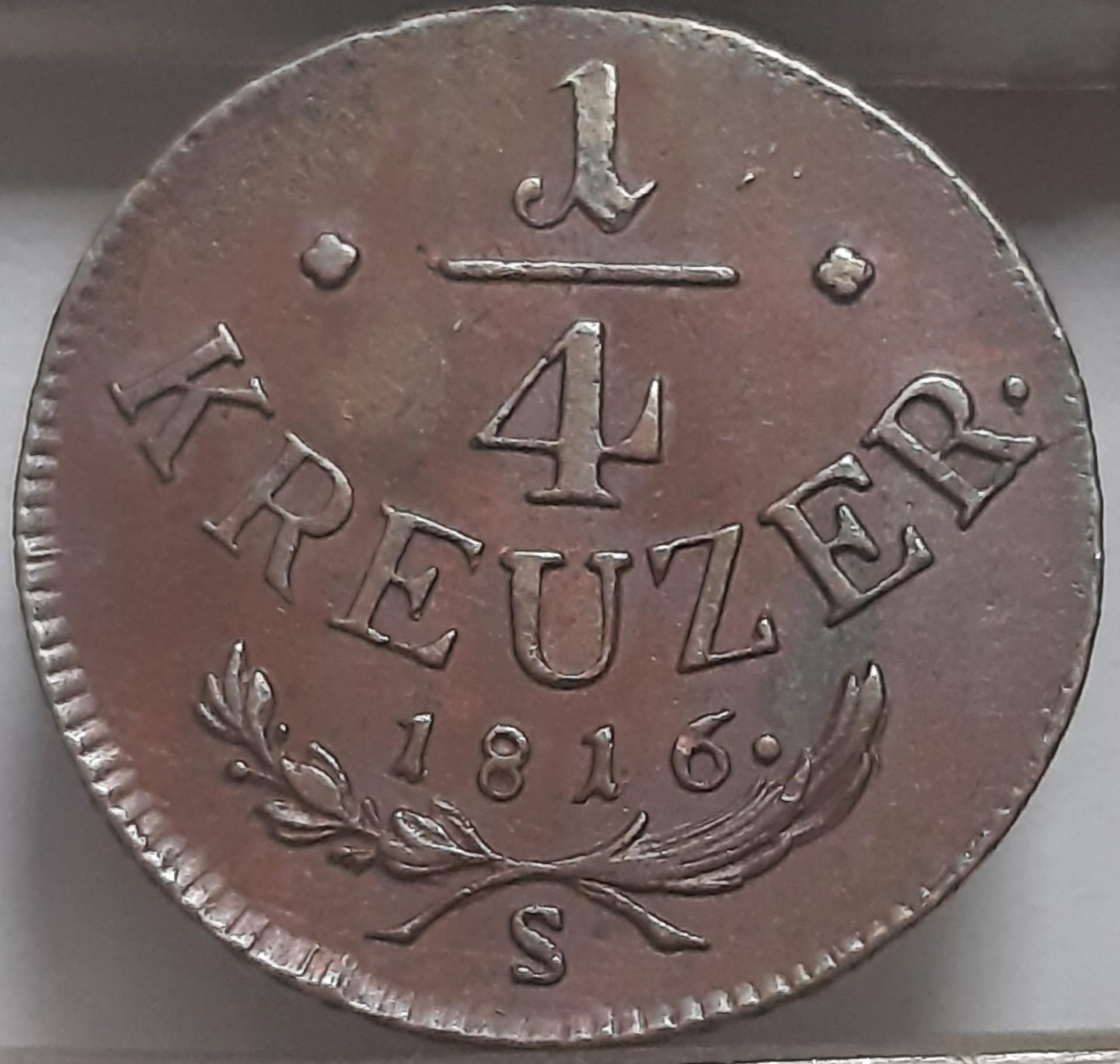 Austrija 1/4 Krauzerio 1816 S KM#2107 Varis (3714)  