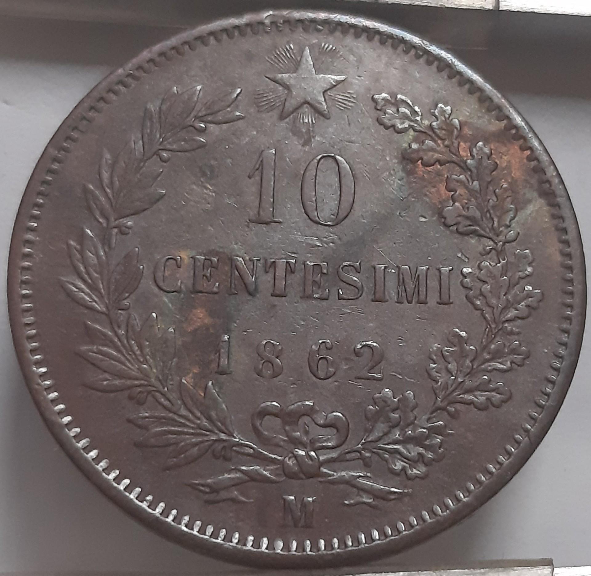 Italija 10 Čentezimų 1862 M KM#11 Varis (3728)