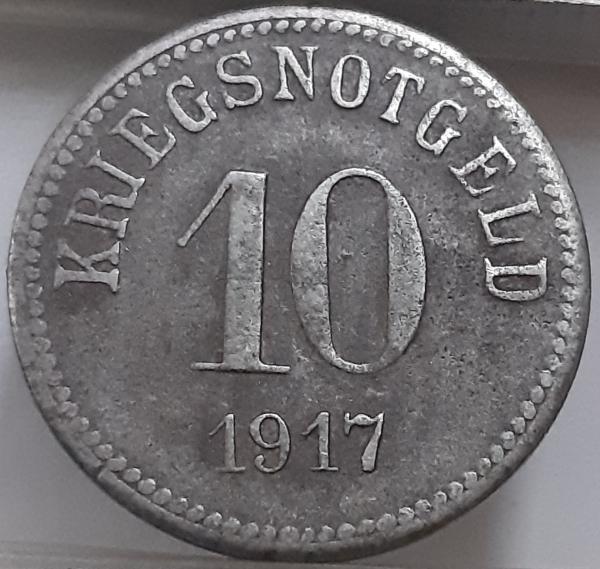 Vokietija 10 Pfenigų 1917 N#38826 Cinkas (3755)