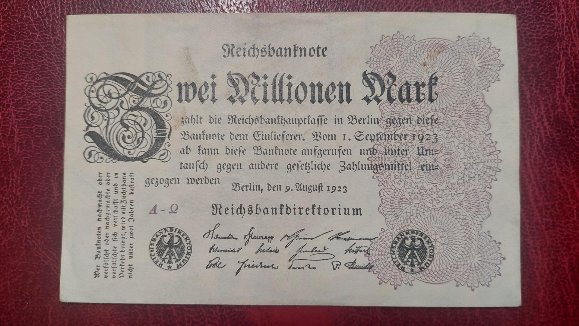 2,000,000 Mark 1923.08.09 Vokietija P-104a.1