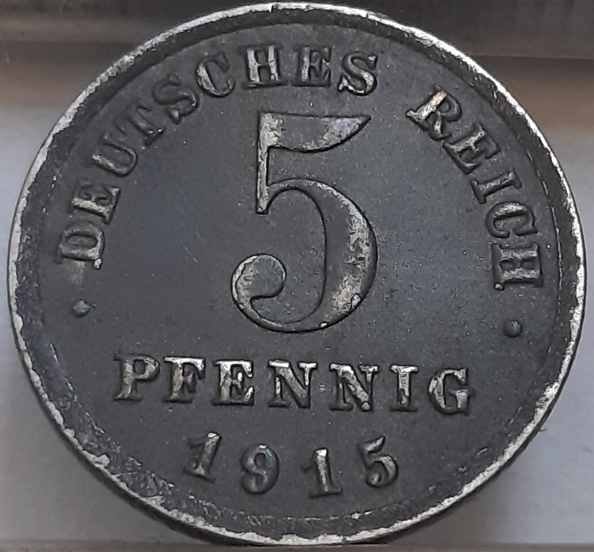 Vokietija 5 Pfenigai 1915 J KM#19 (3771)