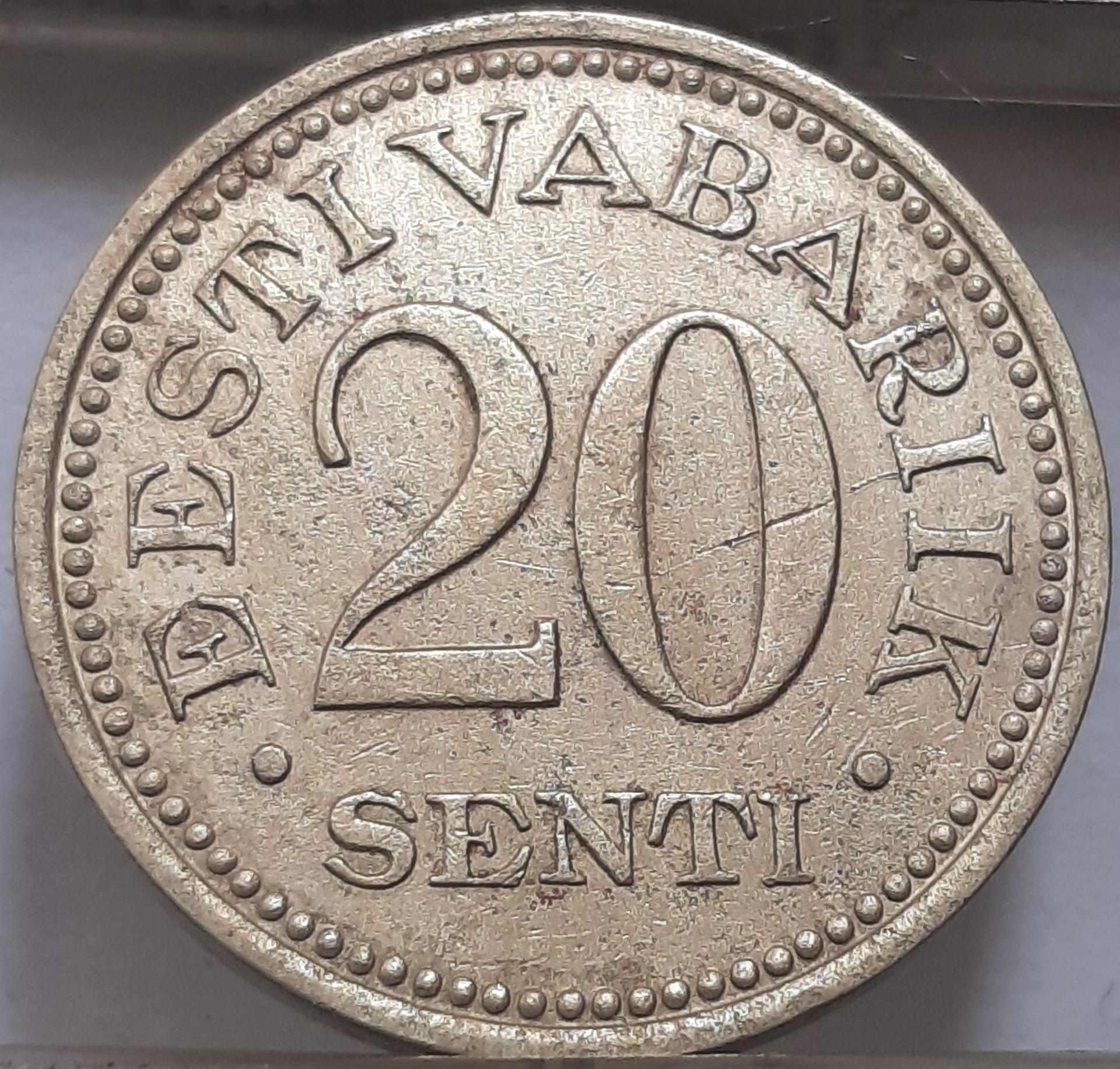 Estija 20 Sentų 1935 KM#17 (3784)