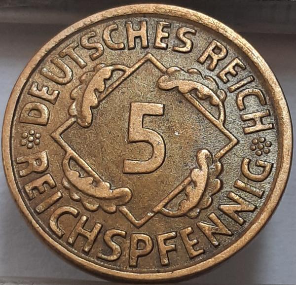 Vokietija 5 Reichspfenigai 1924 J KM#39 (3798)